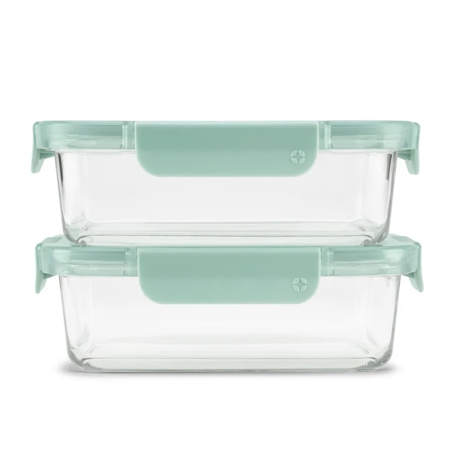 Color Lock 3.4 Cup 2 Pack Glass Meal Prep Containers with Locking Lids