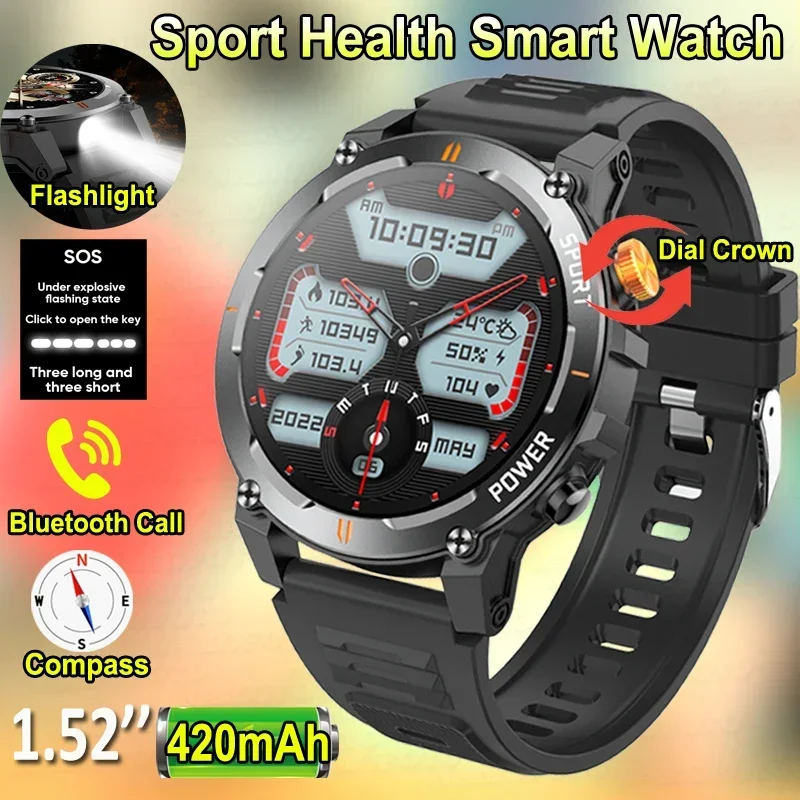 

New Sports Smartwatch Men Strong SOS LED Flashlight Clock Multiple UI BT Call Wristwatch DIY Watch Faces J300 Smart Watch