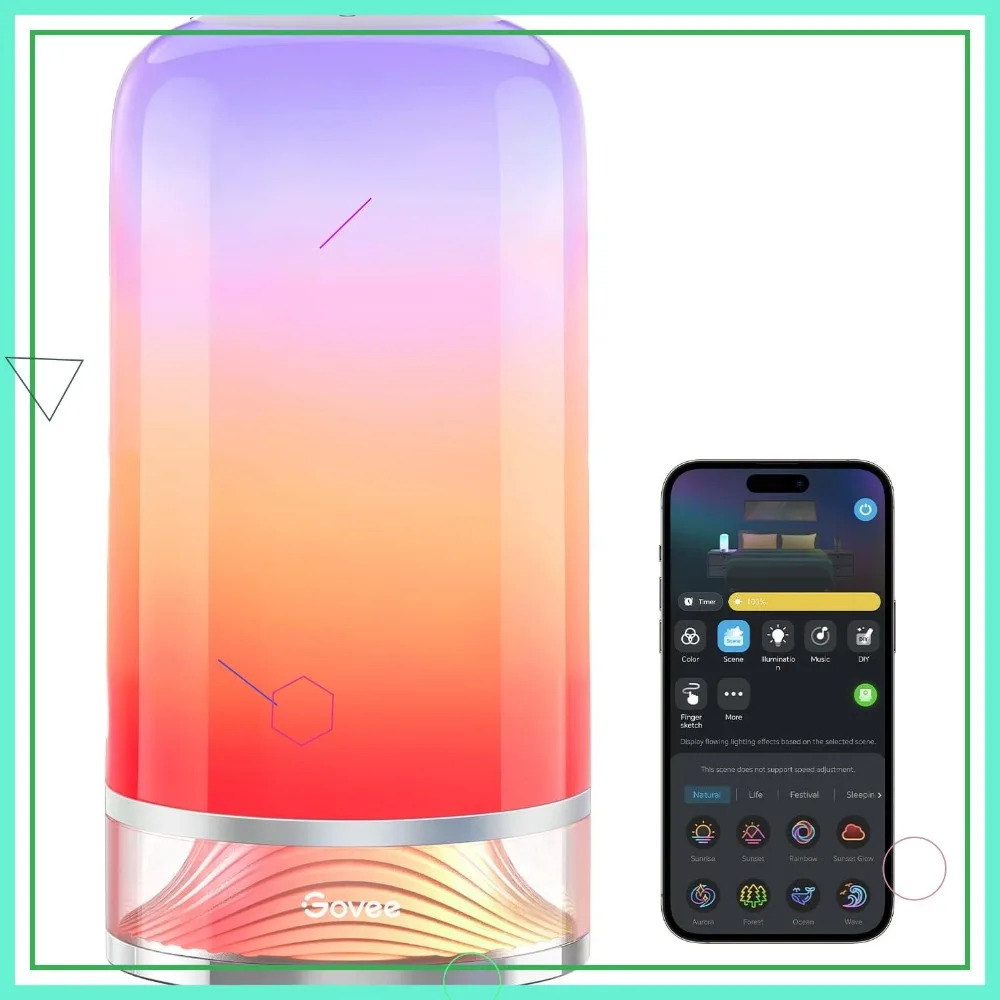 

RGBIC Smart Table Lamp, Touch Bedside Desk Light with Alexa, Matter, 64 Scene Modes for Bedroom Living Room Night Light