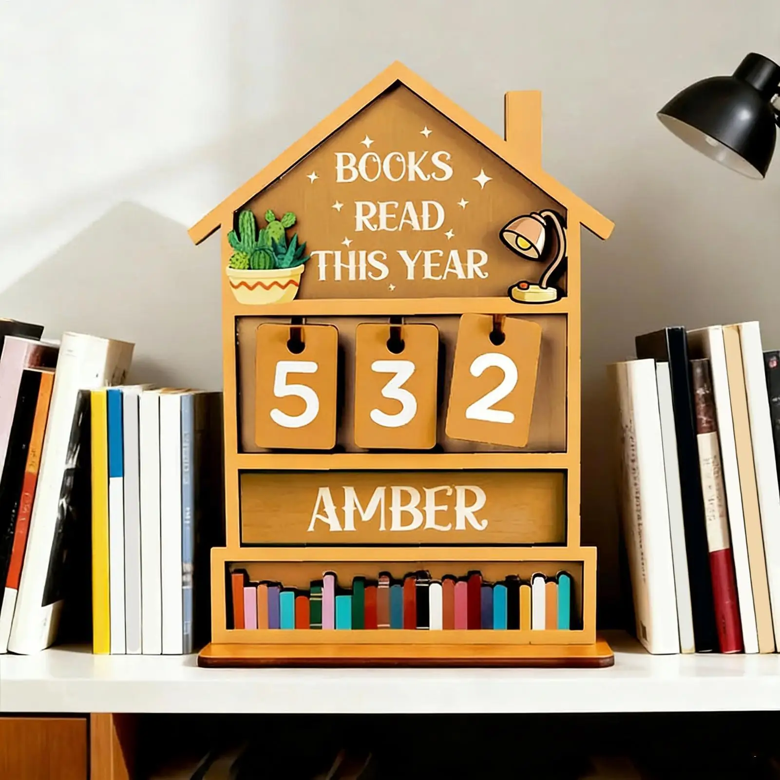 Bücher Lesezähler Holzbuch Tracker Bücher Lesezähler Schild Buchische Geschenke für Leser Lesetracker Sookshelf Dekor