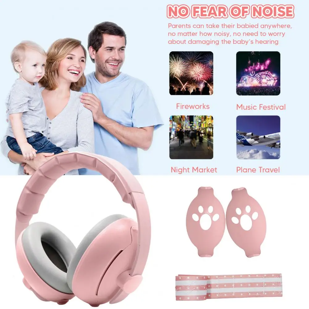 Baby Noise Reduction Earmuffs Breathable Noise Cancelling Baby Earmuffs with Adjustable Headband for Skin-friendly for Noise