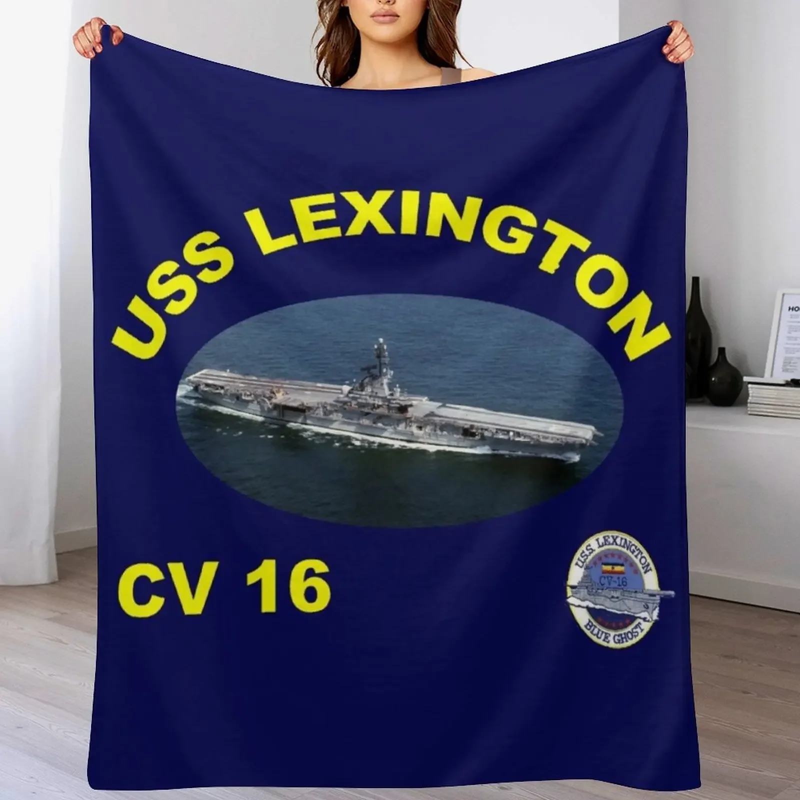 

CV-16 USS Lexington At Sea (for dark colors) Throw Blanket Soft Plush Plaid Sofa Throw For Baby Loose Blankets