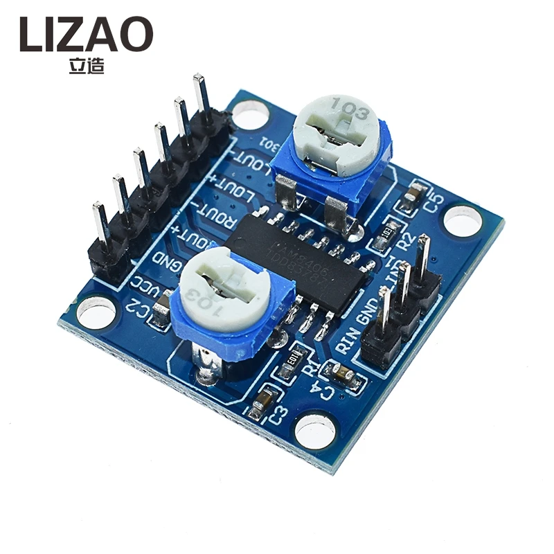LIZAO PAM8406 Digital Power Amplifier Board, Stereo 5W×2 with Volume Potentiometer, Two Channels Noise-Free