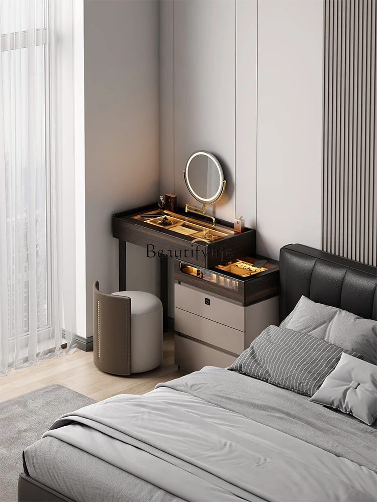 

Small 80cm Dressing Table Bedside Table Integrated Light Luxury Retractable Makeup Table