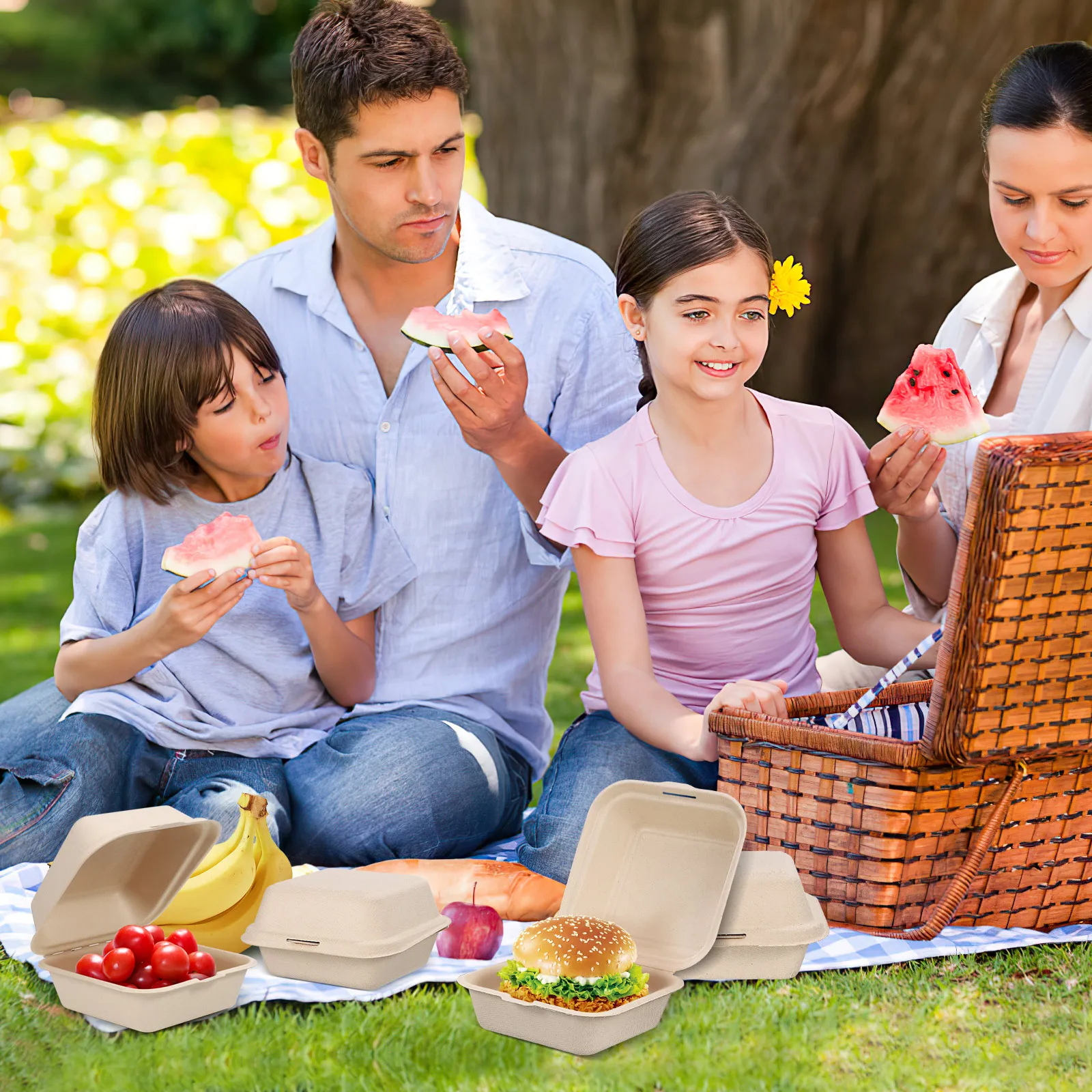 Contenedor de comida desechable para llevar, fiambrera Bento portátil, diseño creativo, aspecto exquisito, seguro y saludable, 30 Uds.