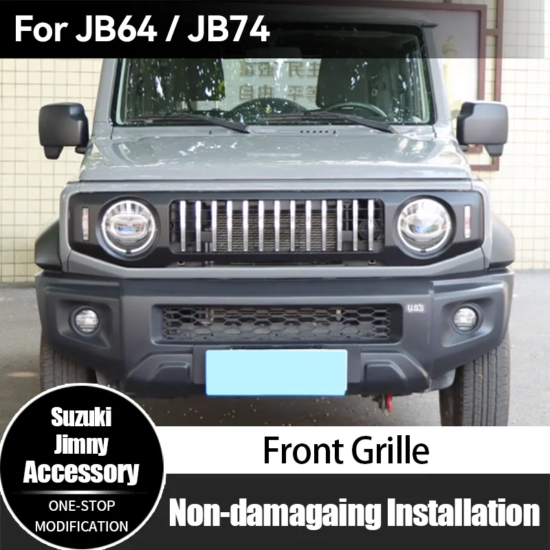 

For Suzuki Jimny JB64 JB74 Front Grille Racing Grills Cover Frame ABS Mesh Grille Decoration Grill Car Accessorie 2019-2024