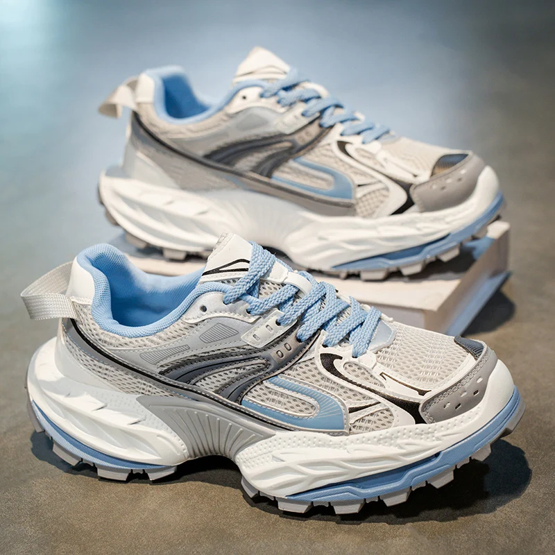 

Sports and leisure shoes, men's shoes, marathon oversized air cushioned shoes, fly woven all season rubber, wear-resistant, anti