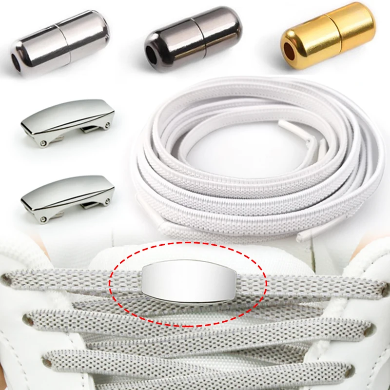 Elastic No Tie Shoe Laces Press Lock Shoelaces Lock Without Ties Sport Sneaker Kids Adult 8MM Widened Flat Shoelace for Shoes