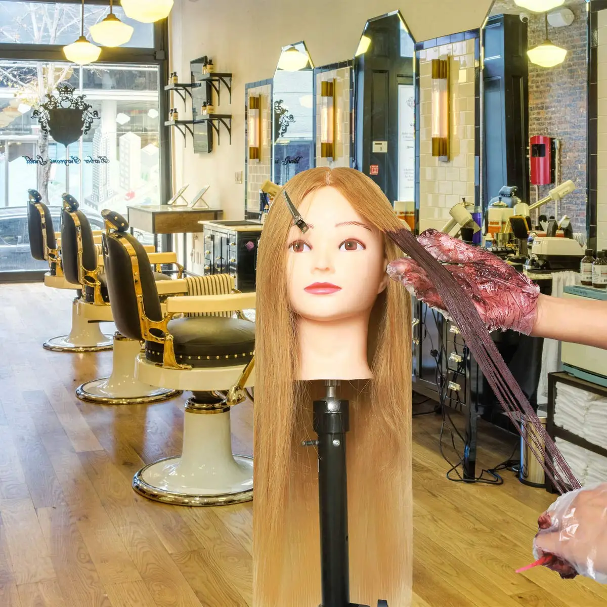 Professional Cosmetology Mannequin Head with Real Human Hair, Adjustable Clamp & Braid Set for Styling Practice