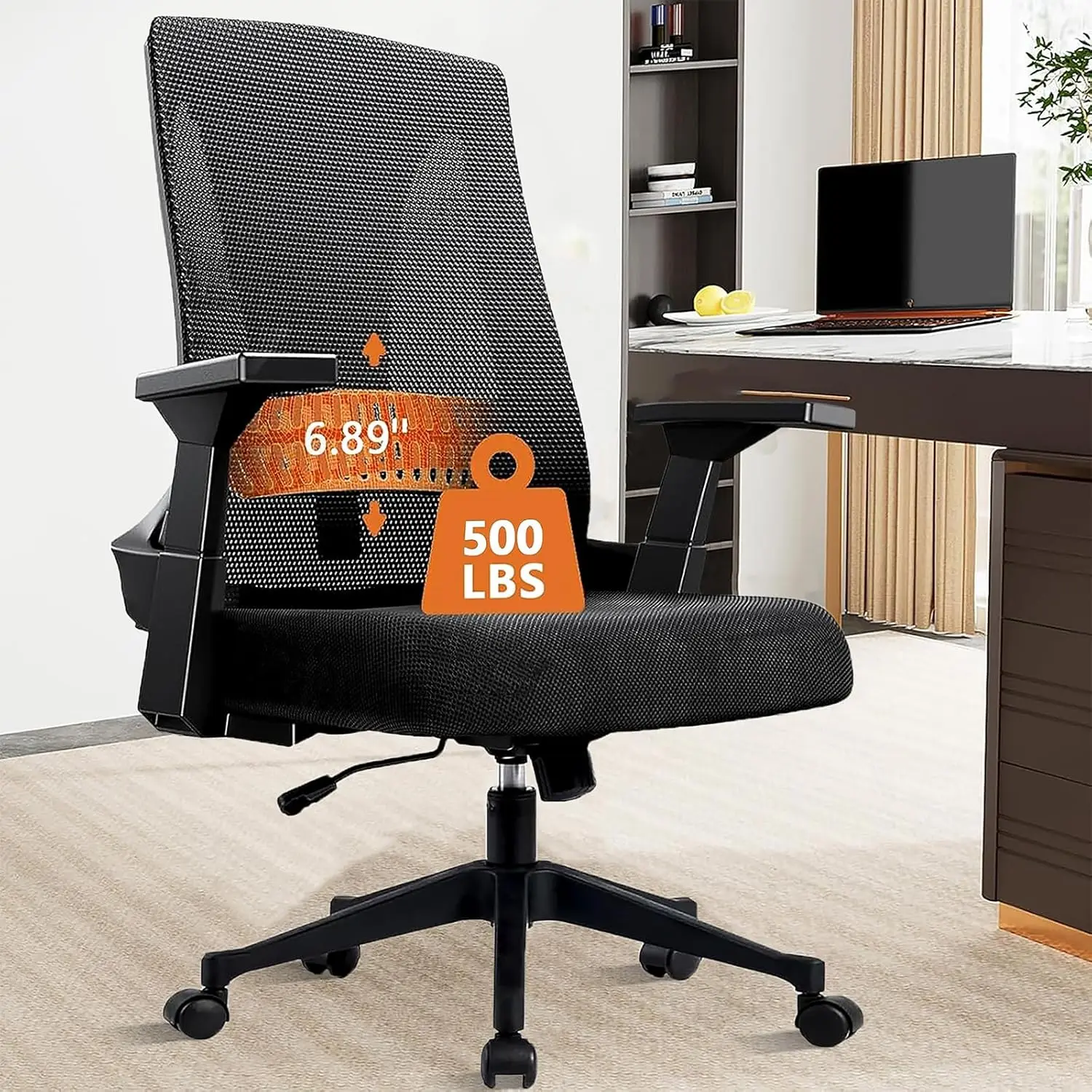 

500Lbs Big And Tall Office Chair Heavy Duty Mesh Ergonomic Computer Chairs With Adjustable Lumbar Support And Wide Comfy Seat
