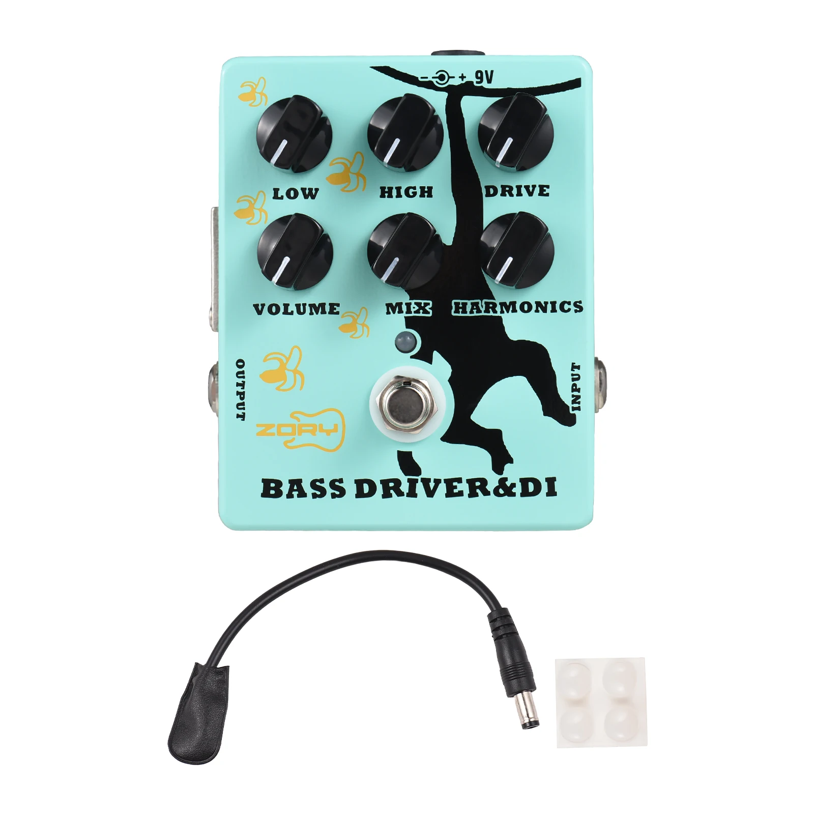 Driver and DI Box Bass Effector Pedal for Electric Bass Guitar XLR Output Bass Amp Pedal True Bypass DC 9V 6.35mm Input/Output