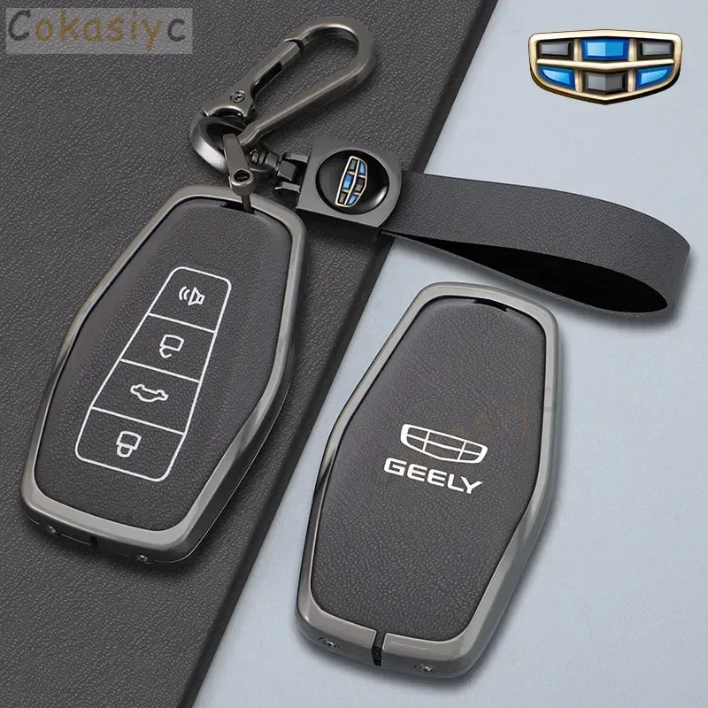 Stylish Leather Car Key Case Cover for Geely Multicolor Geely Coolray 2024 X6 Emgrand Global Hawk GX7 Keychain Case Accessories