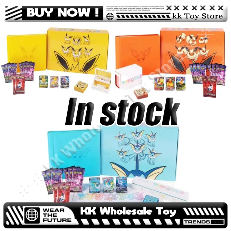 

In stock Game PTCG Card Original Chinese Ibrahimovic Advanced Gift Box Reib Fire Eevee Water Eevee Custom Collectible Custom