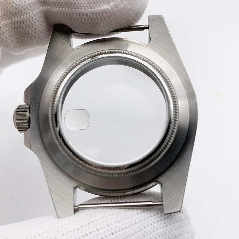 シルバーサブセラミックベゼル時計ケース、サファイアガラスミラー、40mm、nh35、nh36、2813、8215ムーブメントに適合、高品質