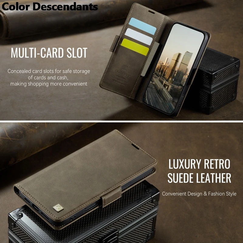 Casing Ponsel untuk iPhone 16 Pro Max 15 Plus 14 13 12 11 Dompet Kulit Pengisi Daya Nirkabel Magnetik Tas Belakang Penutup Dudukan Lipat Kartu