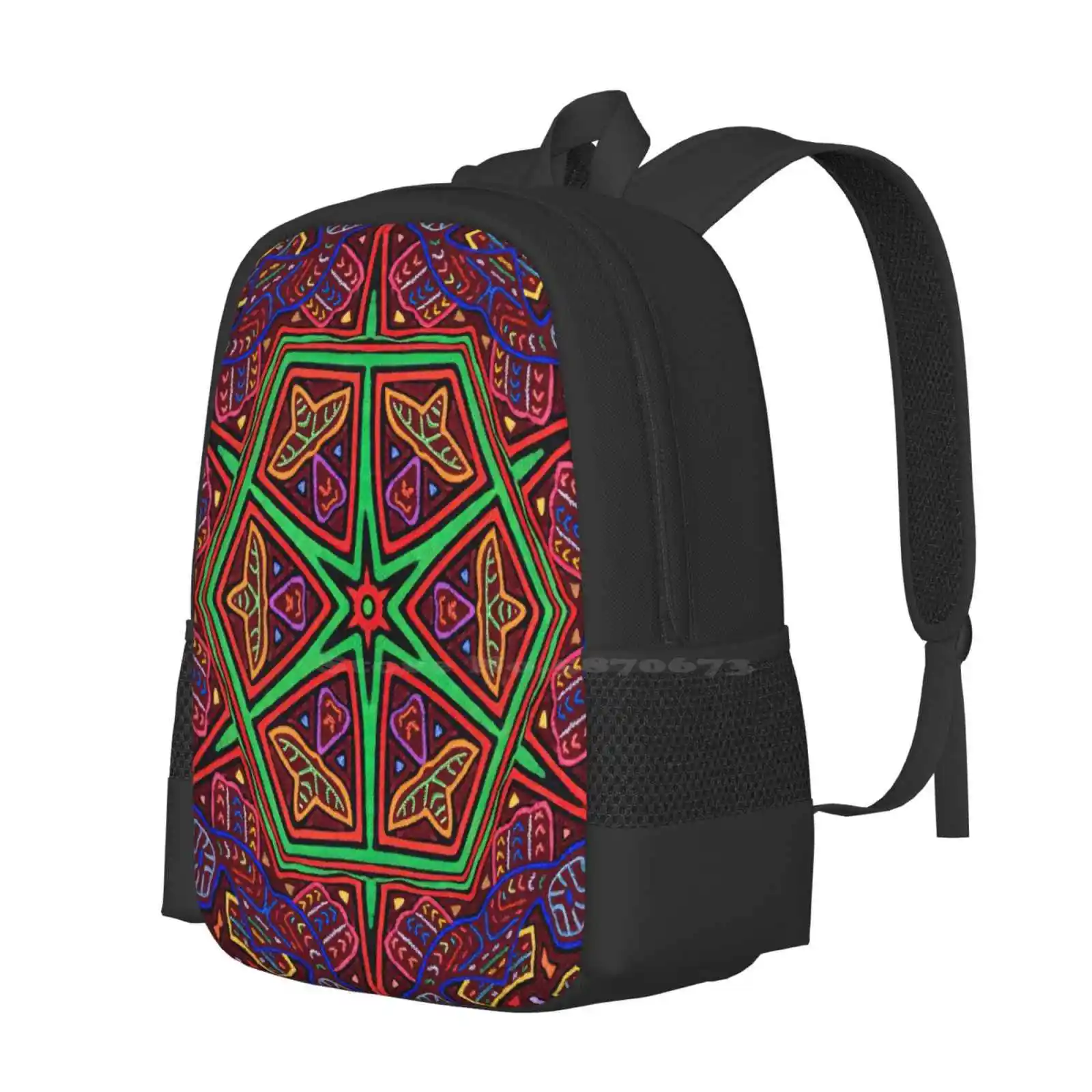 Mola Pattern Design Panama Hot Sale Schoolbag Backpack Fashion Bags Mola De Panama Mola Design Kuna Mola Pattern Abstract