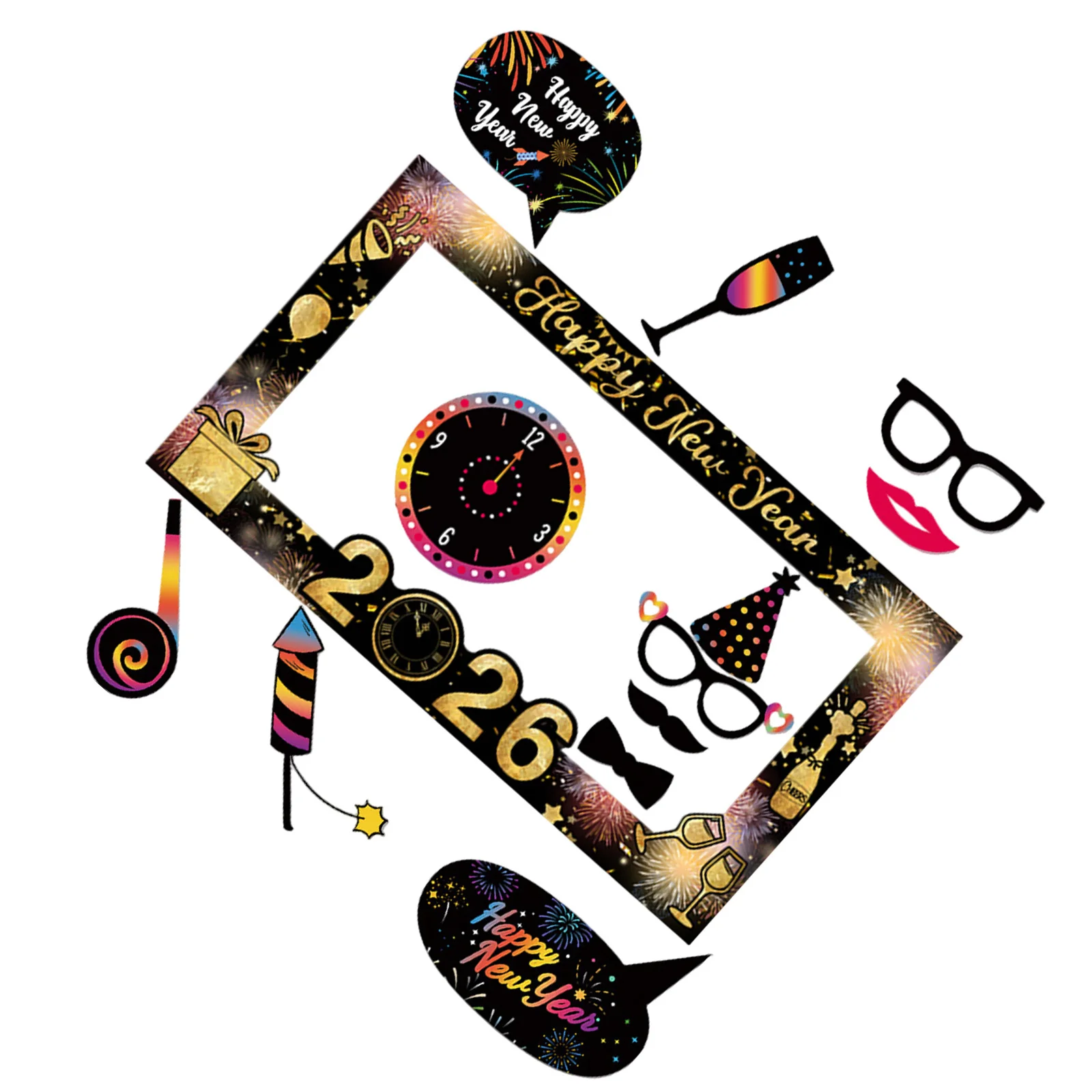 

1Set New Year Photo Frame Happy 2026 Celebration Decorations Lightweight Party Accessories for All Ages Snake Year Props