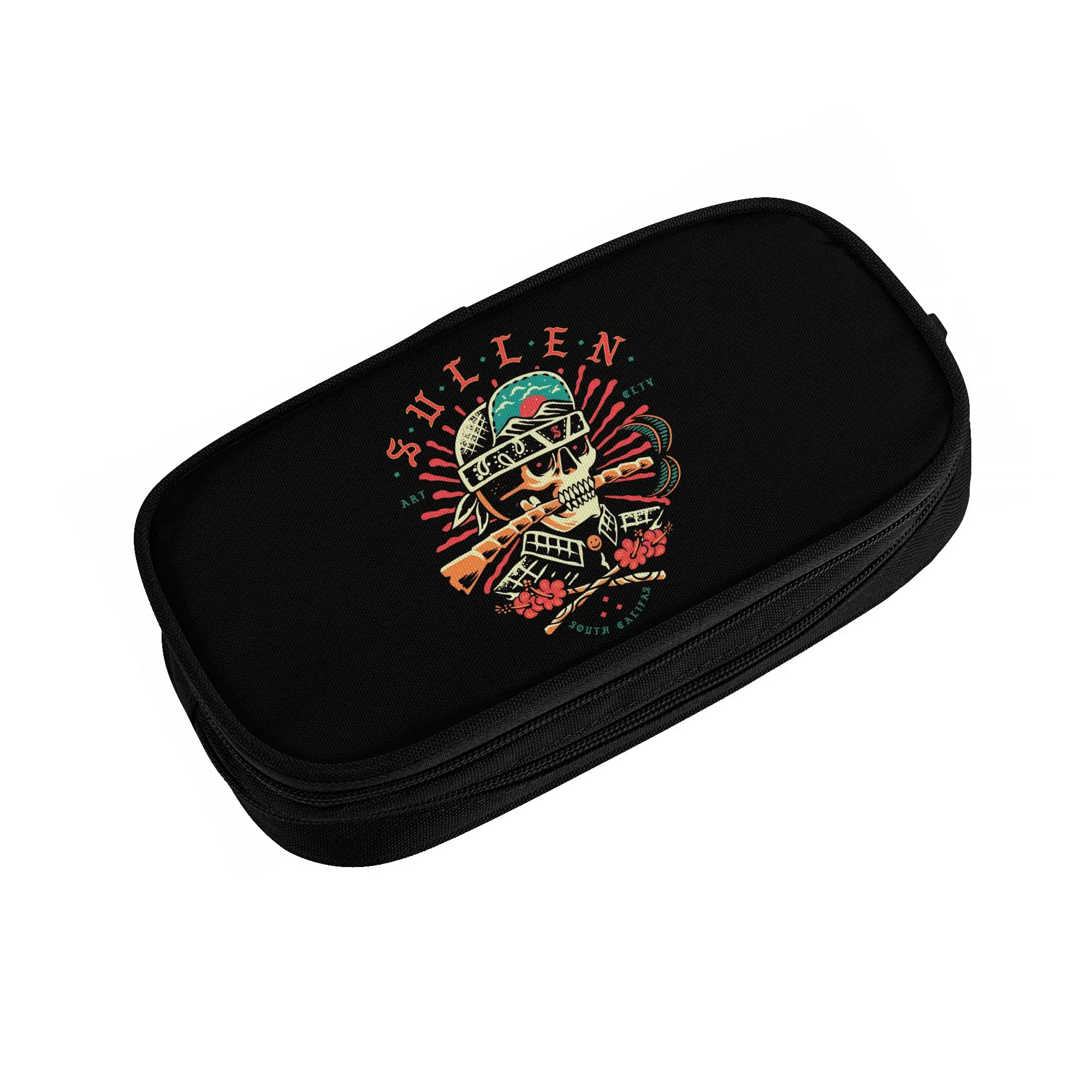 Sullen Skull  Cute Pencil Cases Boy Girl Large Capacity Rock Band  Pencil Bag Students Stationery