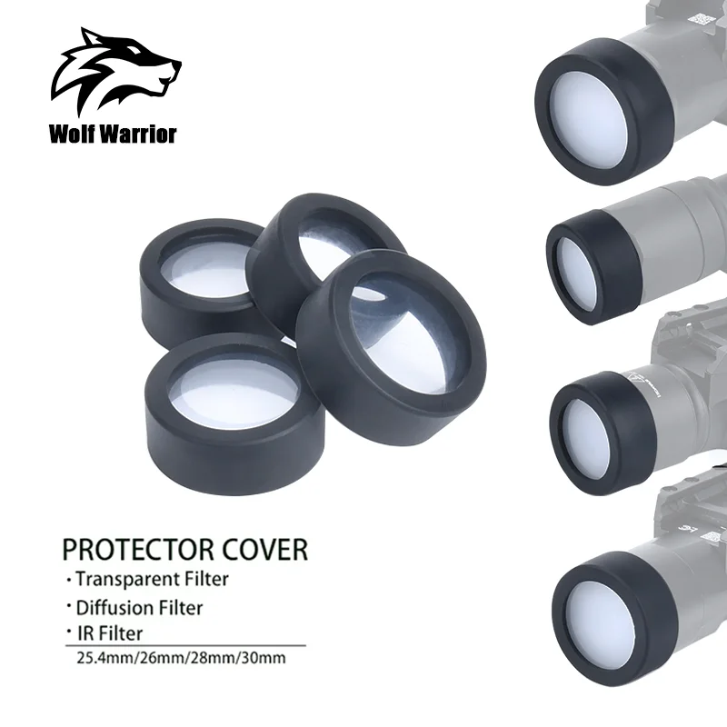 WADSN M300 M600 X300 X300V LED Customized Lens Protective Cover Flashlight Hunting scout Accessoriy Fit 25.4MM 26MM 28MM 30MM