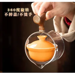 Portable Kung Fu Tea Set, Transparent Glass Tea Cup, Thickened Filter, Outdoor, Portable Travel
