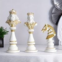 Resin Handicraft Chess Golden King Abstract Portrait Sculpture Chess Piece Decorative Figurines Room Decoration Accessories