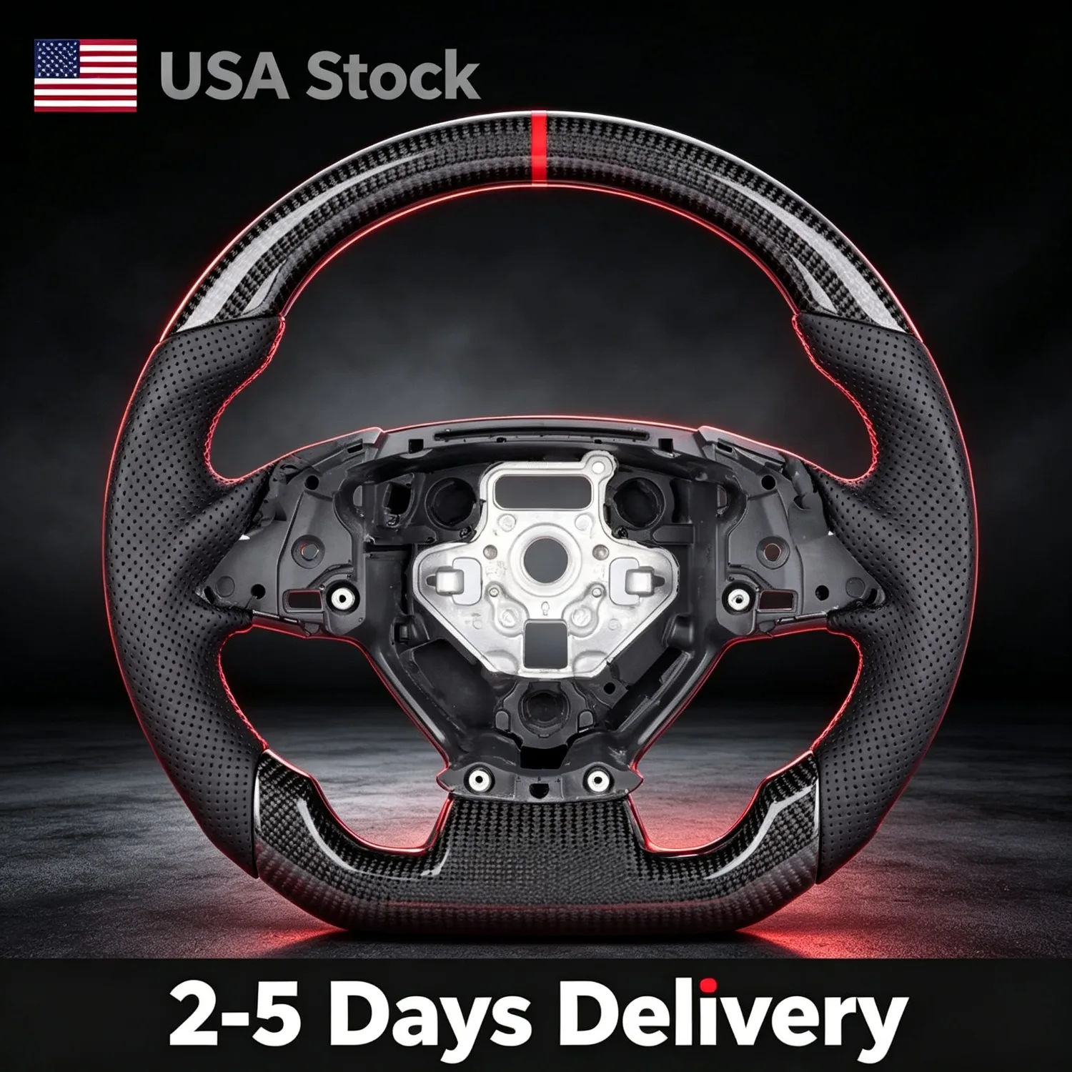 Custom Racing Steering Wheel Real Carbon Fiber & Perforated Leather Fit For Chevrolet Corvette CML Car Interior Upgrade Modification Accessories