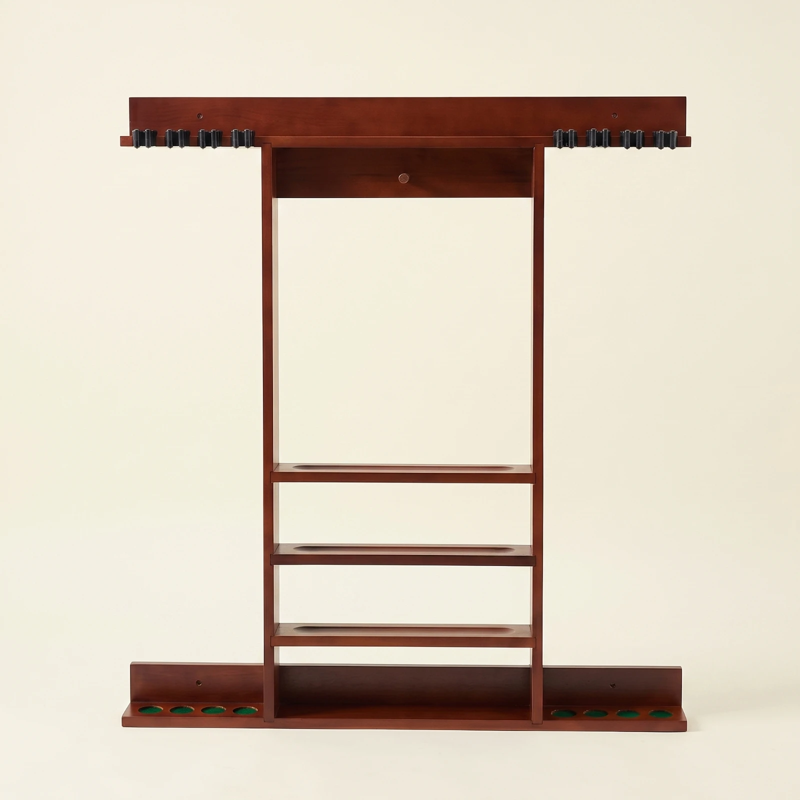 Pool Cue Rack with Shelves Solid Wood Pool Cue Rack Space-Saving Sturdy for Game Room, Man Cave