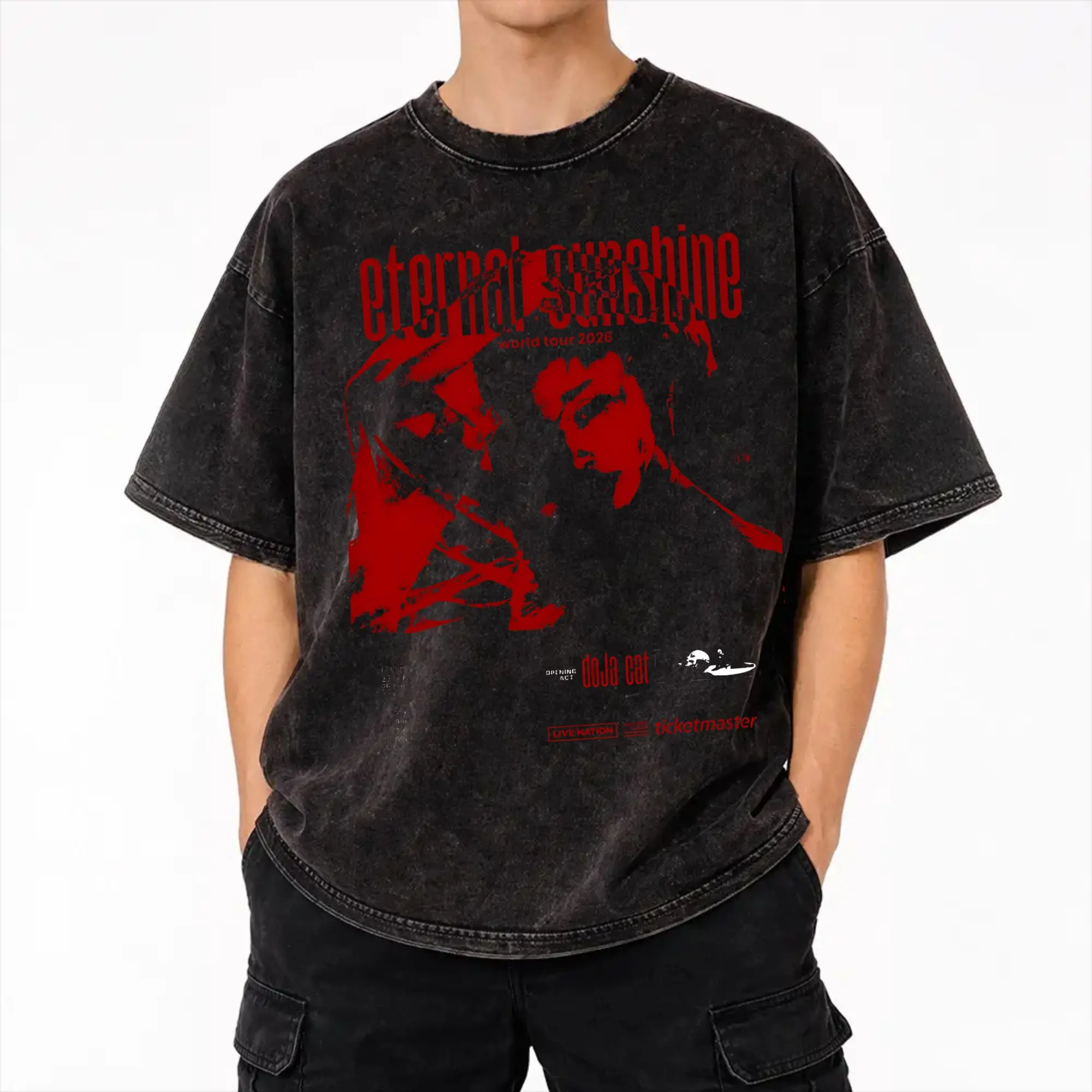 The Eternal Sunshine Tour arianas grandes T Shirts Hip Hop Washed Short Sleeve Oversize T-Shirts  Vintage Men Women Streetwear