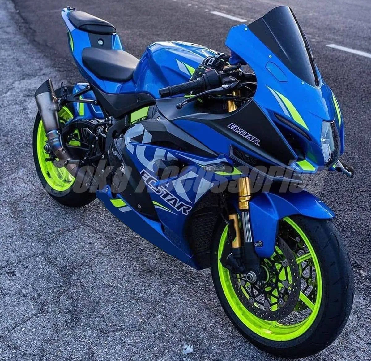 Kit carene moto adatto per Gsxr1000 2017 2018 2019 2020 Set carrozzeria iniezione Abs di alta qualità Nuovo neon blu