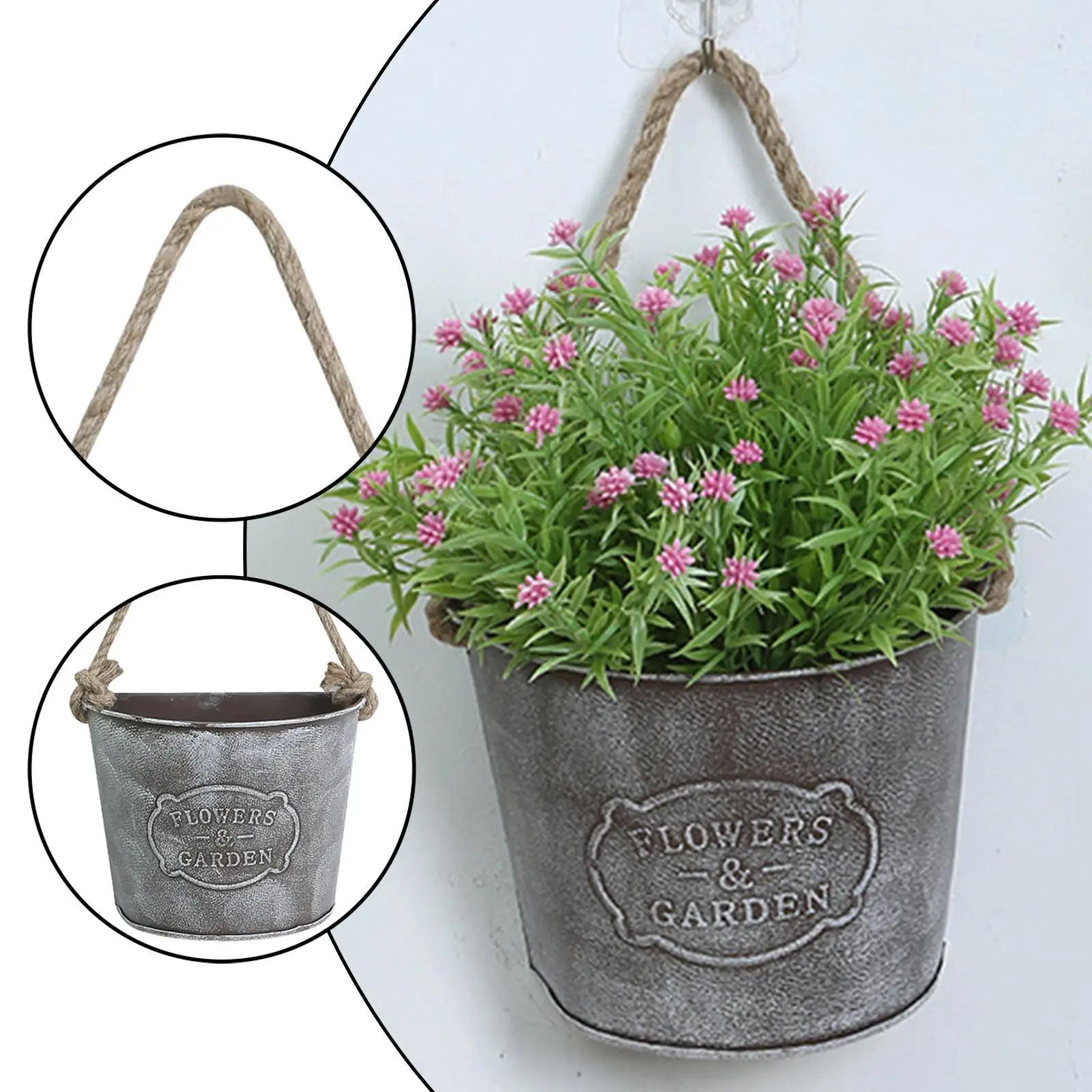 Wall Mounted Planter Wall Flower Pot Practical Vintage Indoor Half Circle Shaped Hanging Planter for Office Yard Dorm Garden