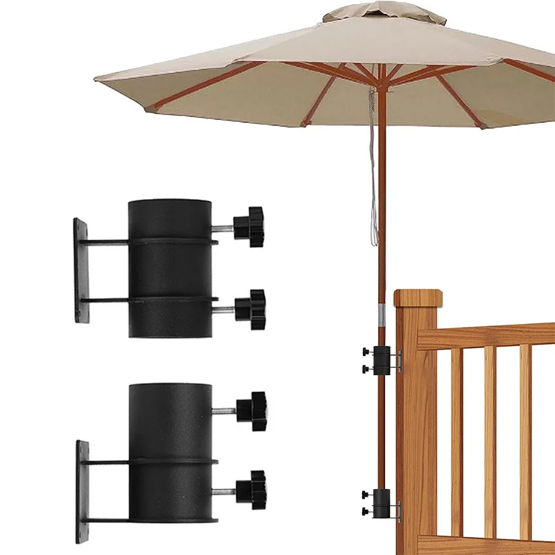 

Terrace Sun Umbrella Stand Adjustable Outdoor Umbrella Seat Tools Metal Deck Railings Umbrella Holder Practical Manual Tools