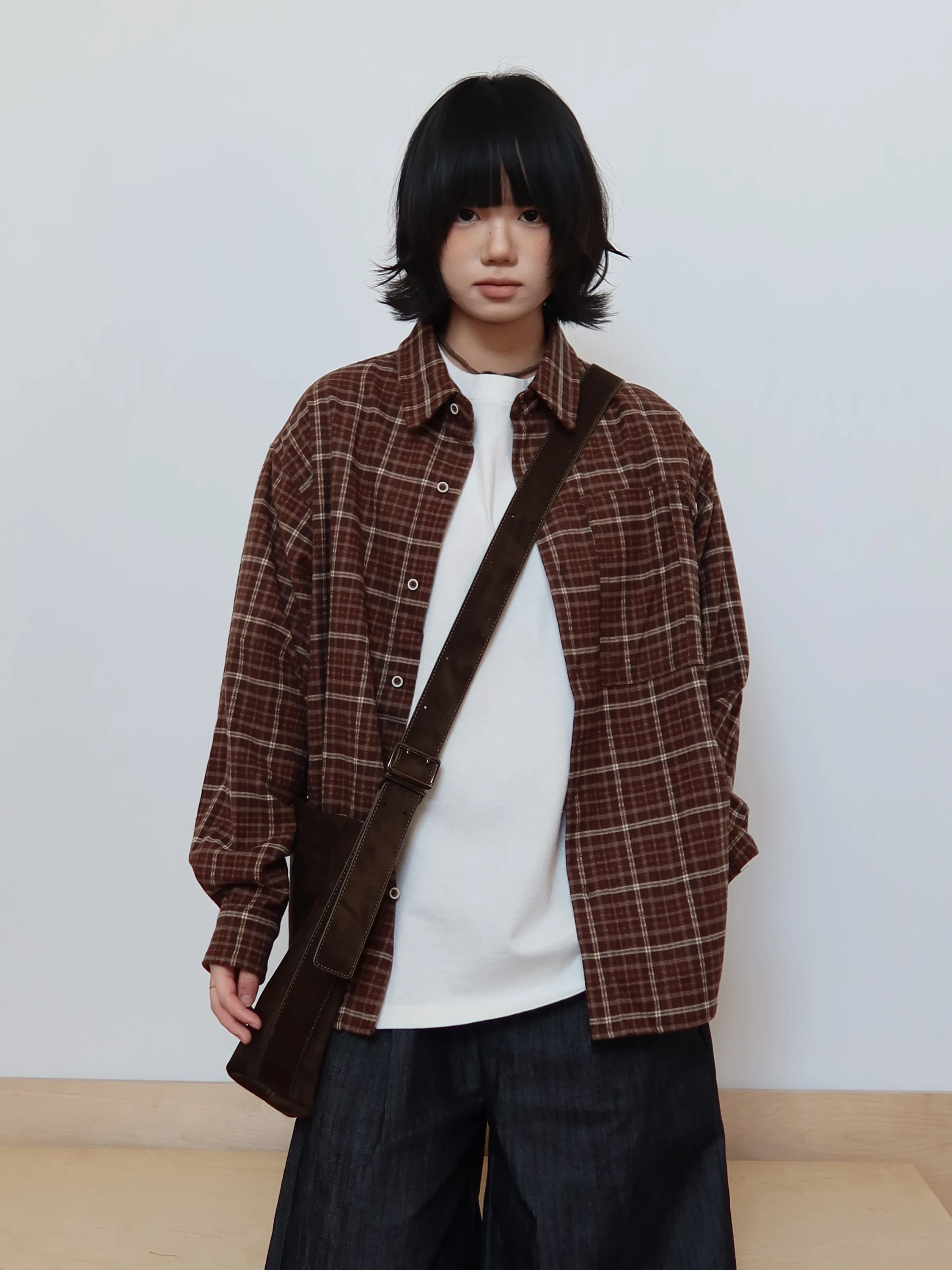 

Retro Sle Plaid Long Sve irt Loose Casual Women's Faion Polyester Blend Comfortable Breathable Versatile Cheered Top