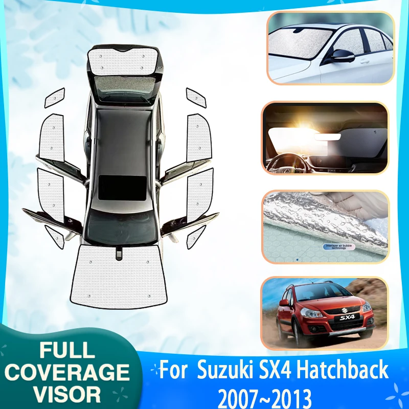 Car Full Sun Visor Covers For Suzuki SX4 Hatchback Visors 2007~2013 Fiat Sedi Car Windows Sunscreen Window Sunshades Accessories