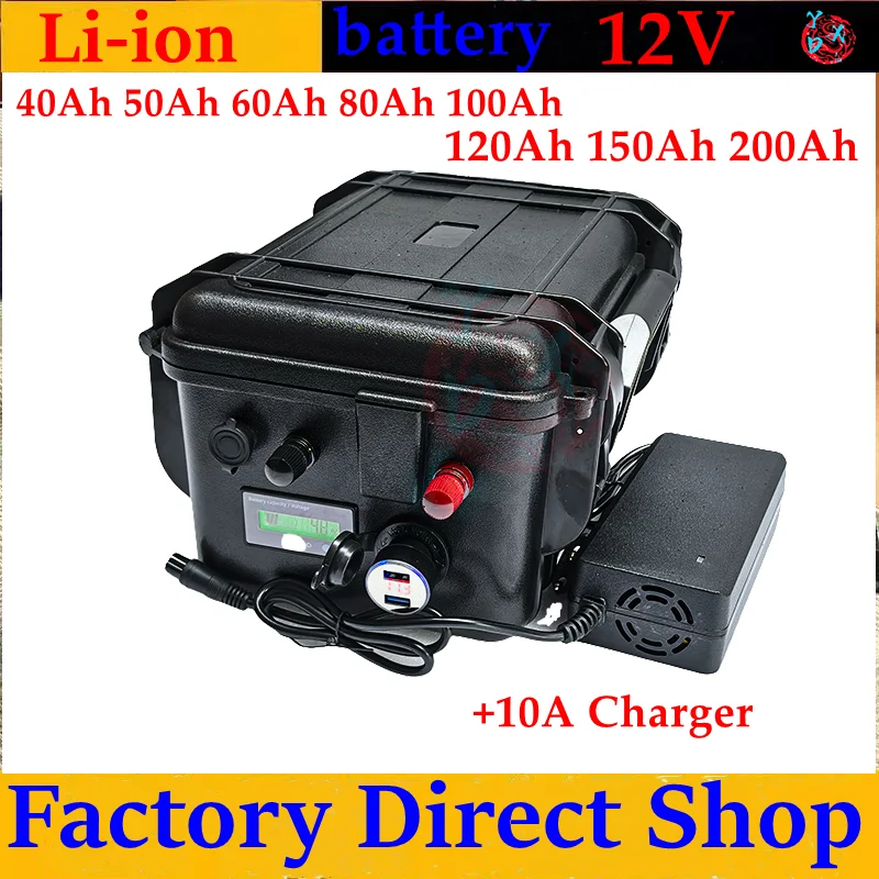 waterproof 12v 80Ah 100ah 60Ah 150Ah lithium battery 12v 200ah for Trolling Motor Fishing Inflatable Boat camping EV