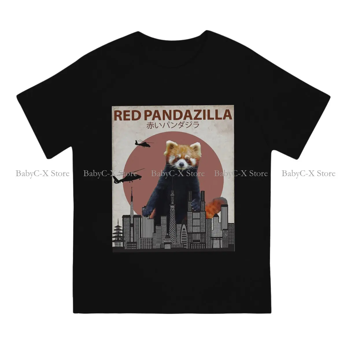 Pandazilla Giant Monster Parody O Neck TShirt Red Panda Ailurus Fulgens Polyester Classic T Shirt Men Tops Individuality