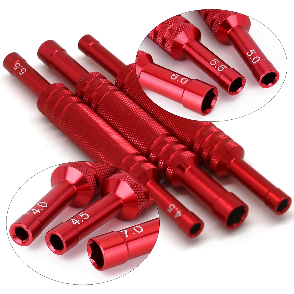 3pcs/lot Aluminum Alloy Double Head Hexagon Sleeve Screwdriver Hex Wrench Tool 4.0/5.0/4.5/5.5/7.0/8.0mm For RC Car Drone Repair