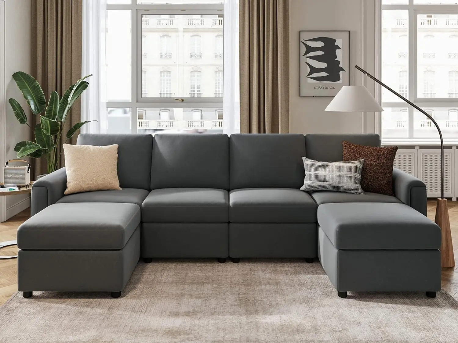 

Modular Sectional Sofa, Convertible U Shaped Sofa Couch with Storage, Memory Foam, Modular Sectionals with Ottomans