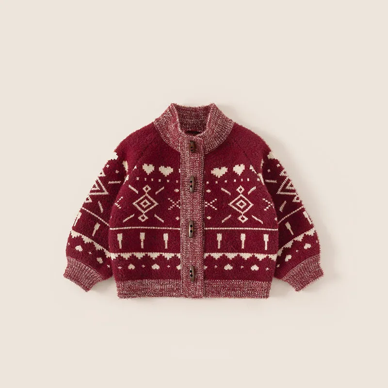 Girls' Sweaters New Winter Thickened Boys' Knitted Tops Children's Coats Winter Clothes Christmas