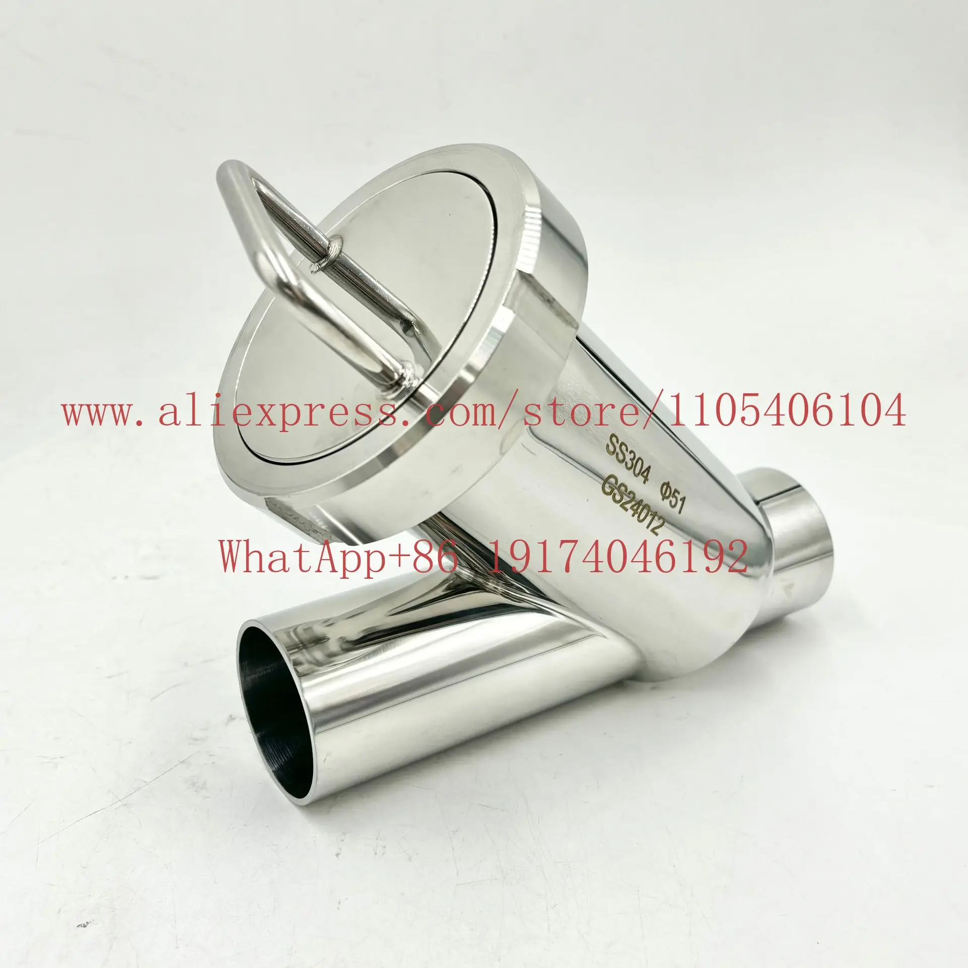 Y-type welding filter Sanitary grade 304/316L stainless steel diagonal plug welding Y-type filter φ 38 DN50