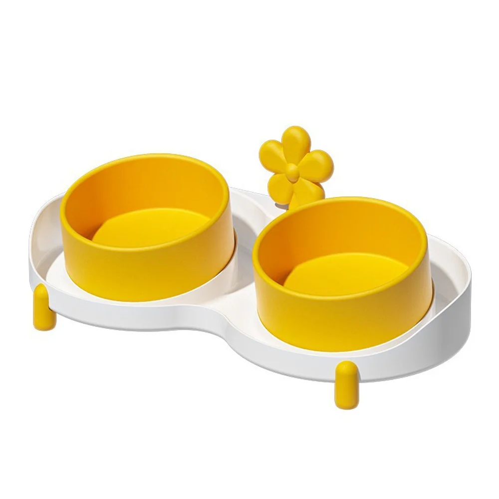 Pet Cat Bowl Tilt Design Elevated Anti-knock Pet Supplies Dog Food Basin Leak-proof Pet Feeder Pet Double Bowls Cat Rice Basin