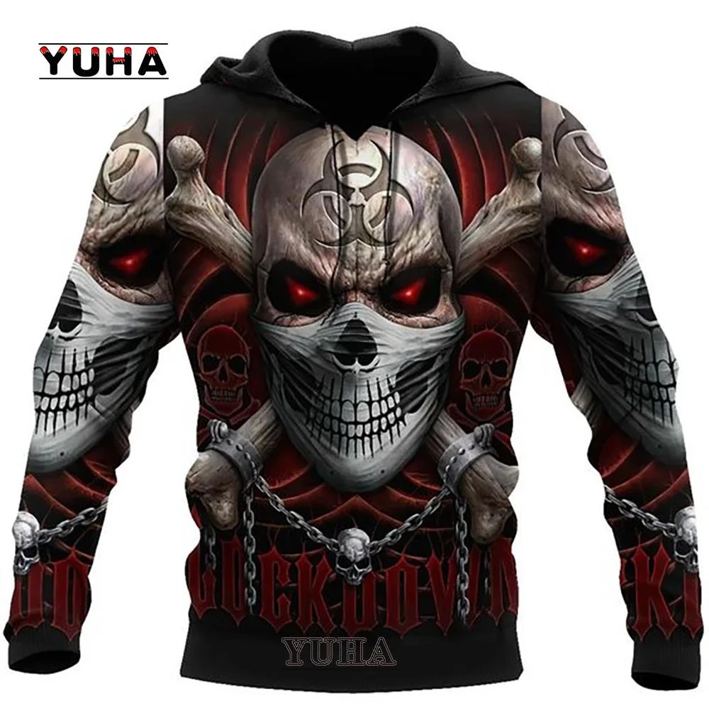 3D Printed Skull Graphics Men's Hoodie Tops Fashion Unisex Sweatshirt Spring and autumn Hip Hop Streetwear Oversized Casual Men' view 4