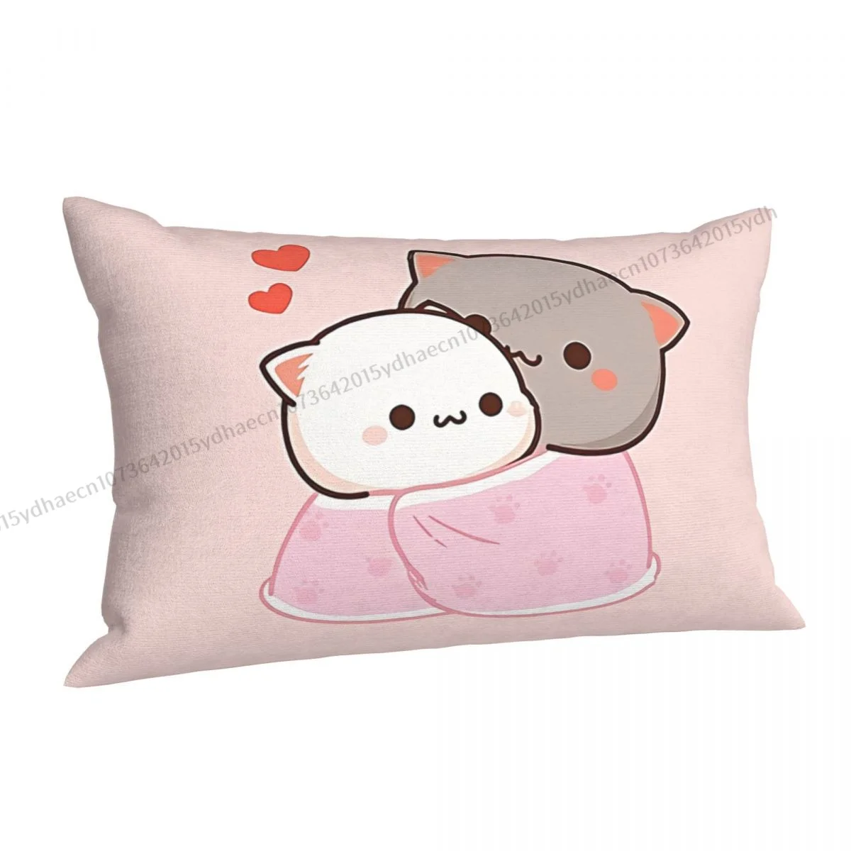 Hug Love Polyester Pillowcase Peach and Goma Mochi Cat Livingroom Decorative Washable Pillow Cover Pillowcase