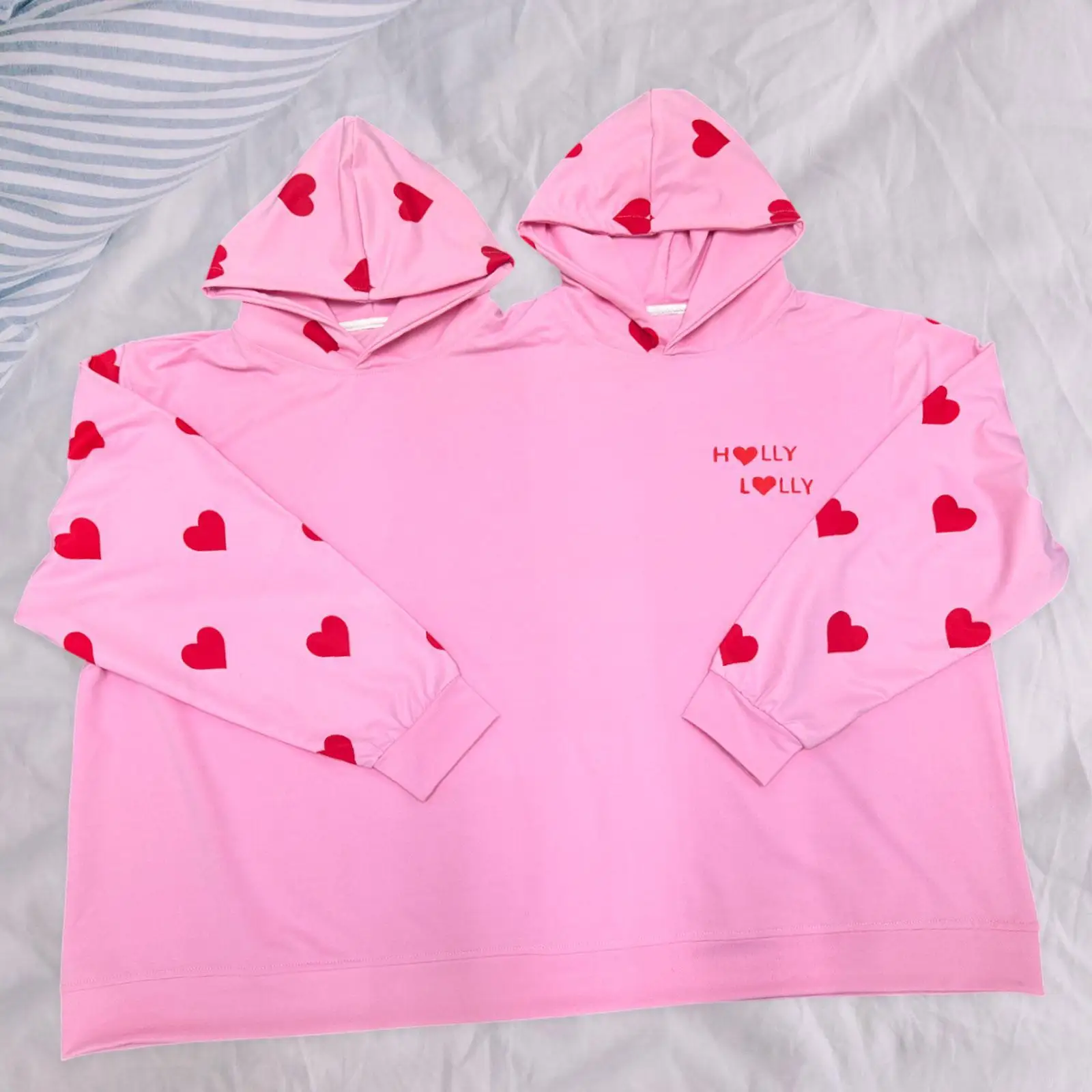 Couples Hoodie Heart Pattern Long Sleeve Oversized Spring Autumn Matching Hoodies Funny Two Person Hoodie for Friend Lover Gift