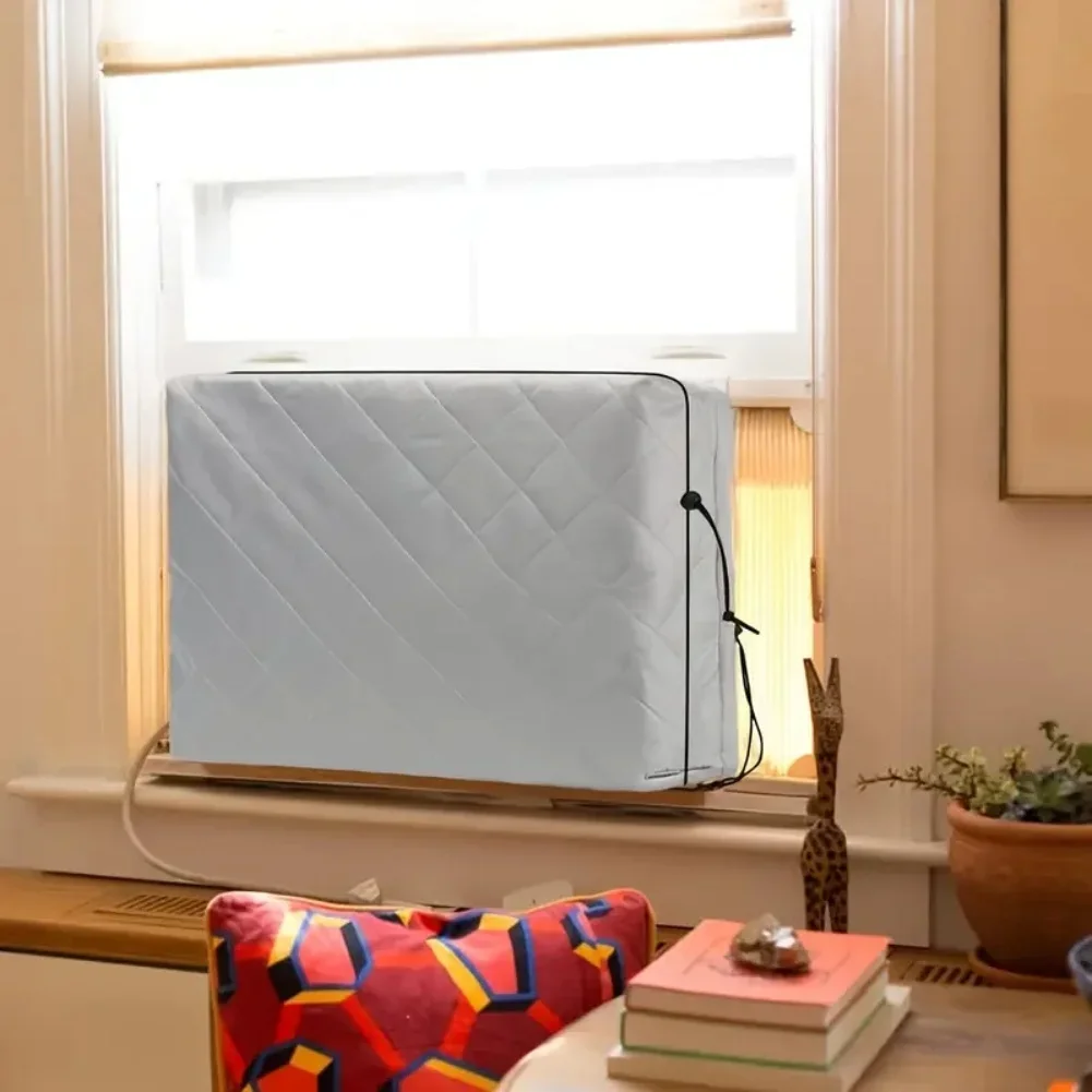 Indoor Air Conditioner Dust Cover with Dual Drawstrings and Cable Holes Suitable for Various Unit Sizes to Maintain Cleanliness