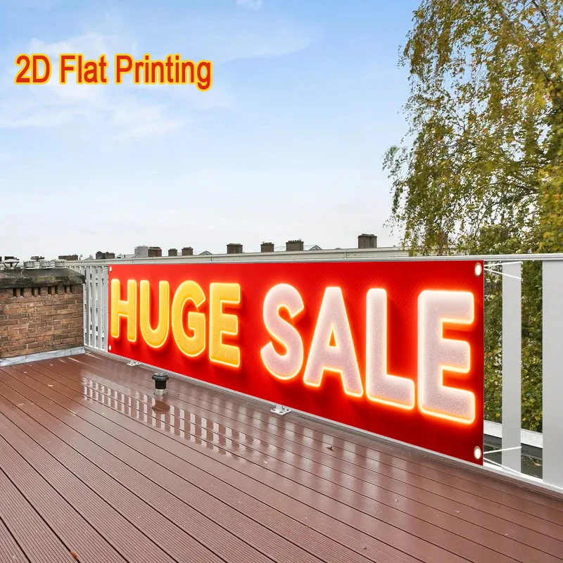 VIKAMA Long Fence Banners Red Neon Outdoor Advertising Backdrops Discount Signs for Shops Markets Commercial Decor Banner