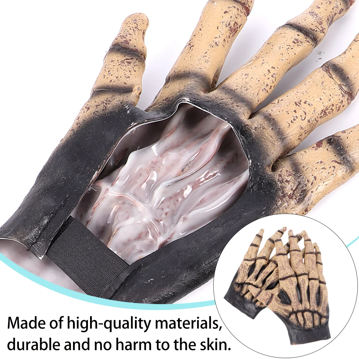 1 Pair Halloween Horror Decoration Stage Performance Prop Gloves(Brown) Halloween Gloves Halloween Scary Props