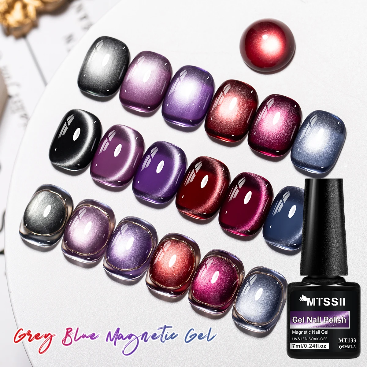 

7ml Moonlight Magnetic Cat Eye Gel Nail Polish Grey Blue Red Black Autumn and Winter Nails Ultra Shine Soak Off UV Gel Nails