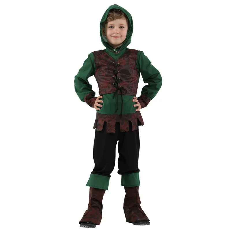 Costume per bambini Archer Costume da cacciatore per ragazzi Robin Hood Cosplay per Halloween Purim Carnival Party outfit