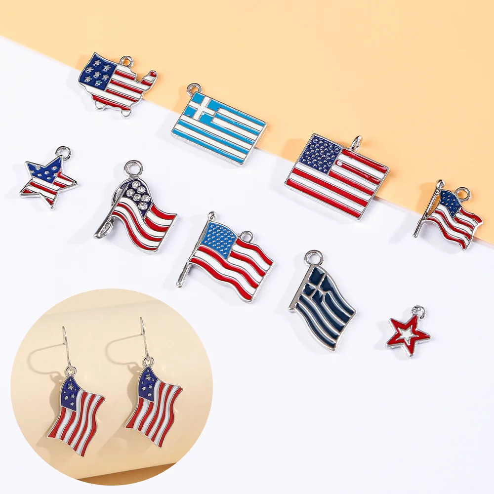

Personalized and fashionable alloy clothing accessories, national flag pendants, five-pointed star oil drop DIY jewelry