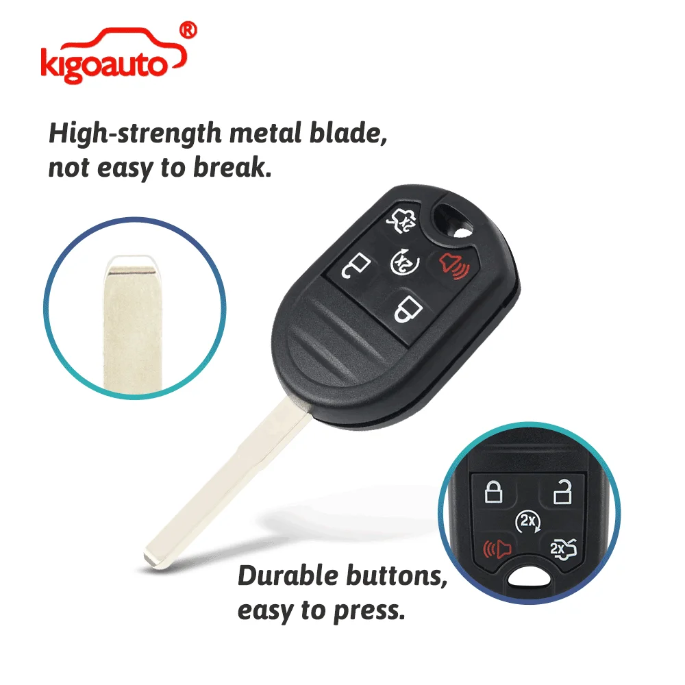 Kigoauto Remote Key Shell 3/4/5 Button HU101 FO38 for Ford Escape Fiesta Focus Transit Edge Explorer Fusion